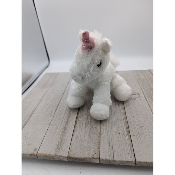 Aurora White Unicorn Pink Horn Plush Stuffed Animal Toy 7” - Picture 1 of 5